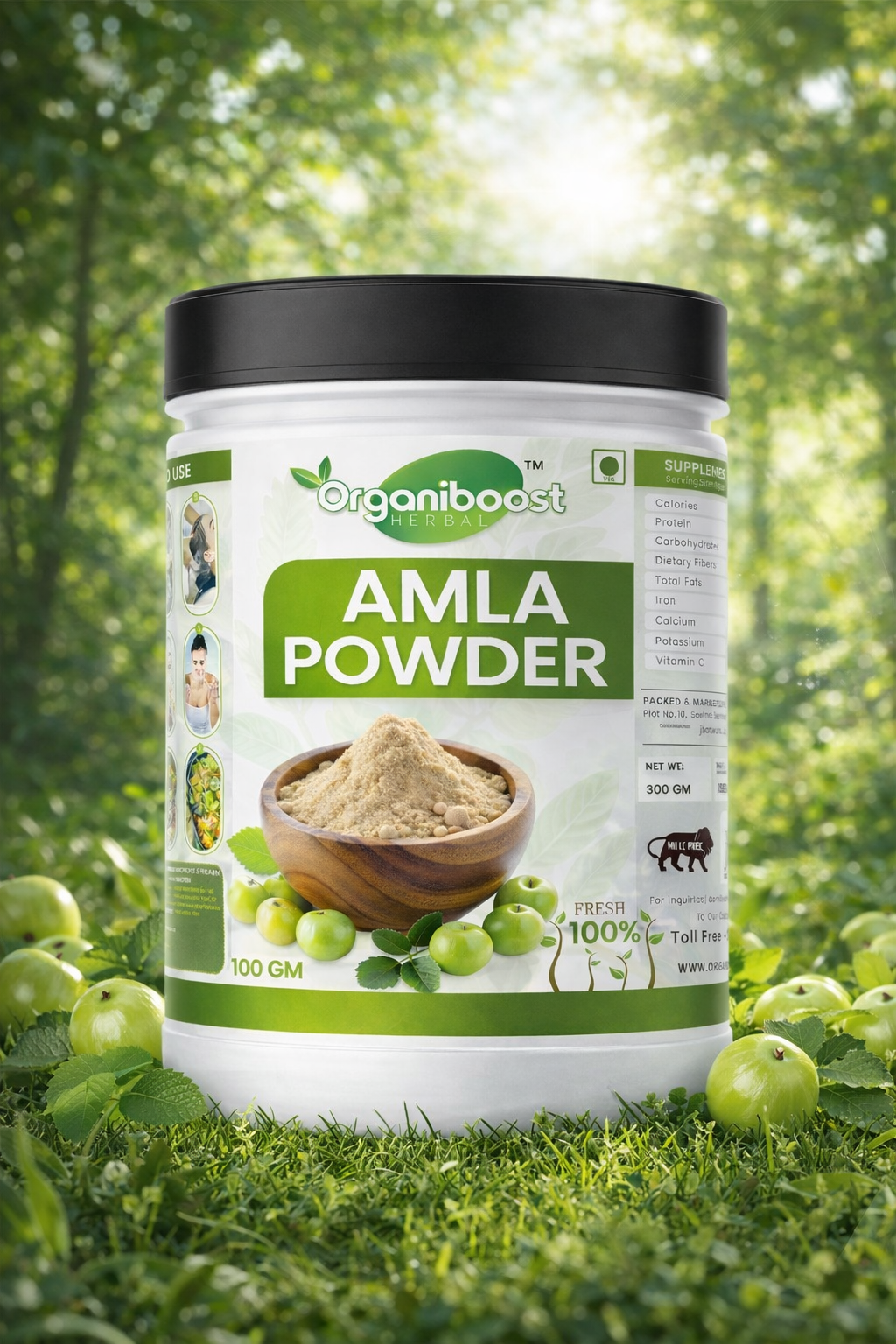 Organiboost Herbal Amla Powder 100g | 100% Pure & Natural | Rich in Vitamin C | For Hair, Skin & Immunity