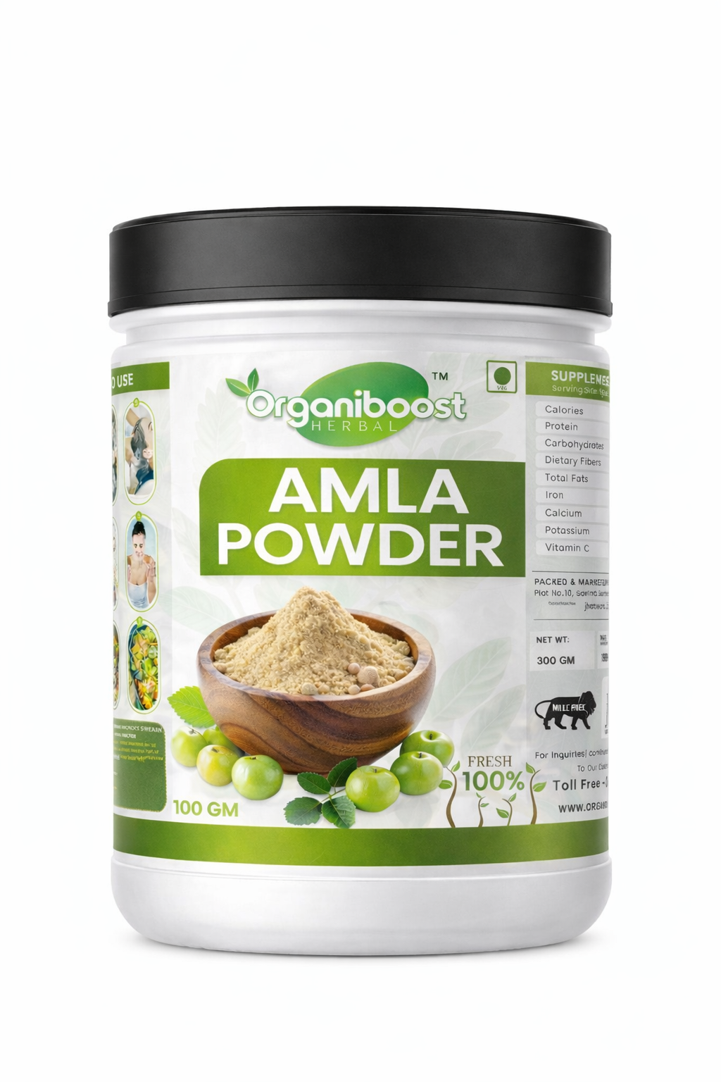 Organiboost Herbal Amla Powder 100g | 100% Pure & Natural | Rich in Vitamin C | For Hair, Skin & Immunity